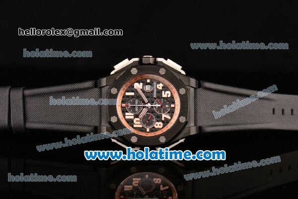 Audemars Piguet Royal Oak Offshore Arnold Schwarzenegger The Legacy Chronograph Swiss Valjoux 7750 Automatic PVD Case with Black Leather Strap and Numeral Markers (Z) - Click Image to Close